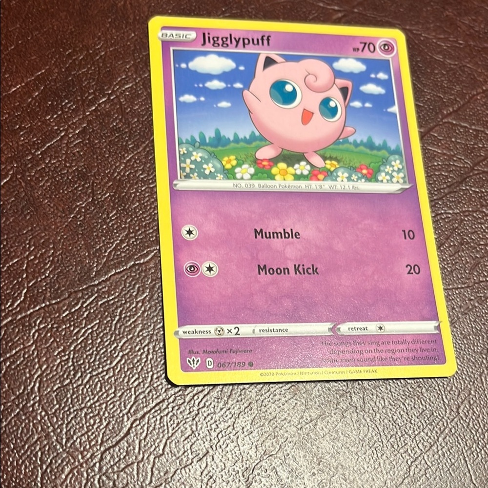 Jigglypuff Pokémon Card - Yellow and Pink